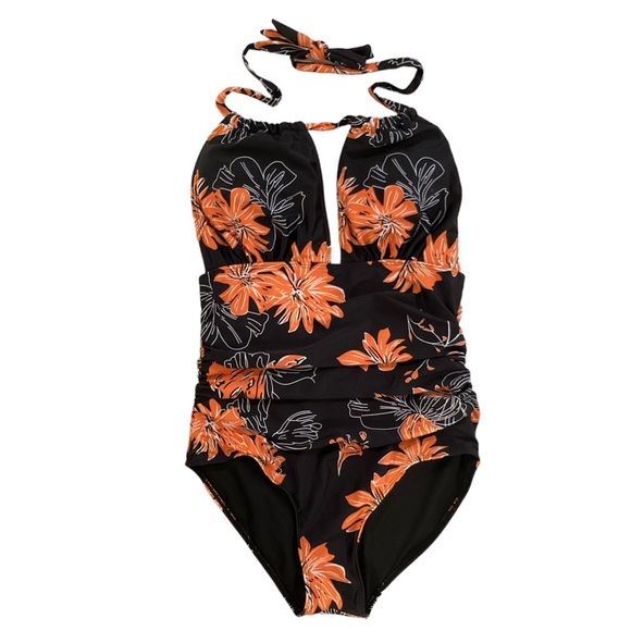 Ruched halter tummy control one piece bathing suit - Picture 3 of 4